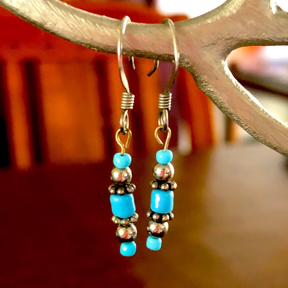 Turquoise and silver earrings
